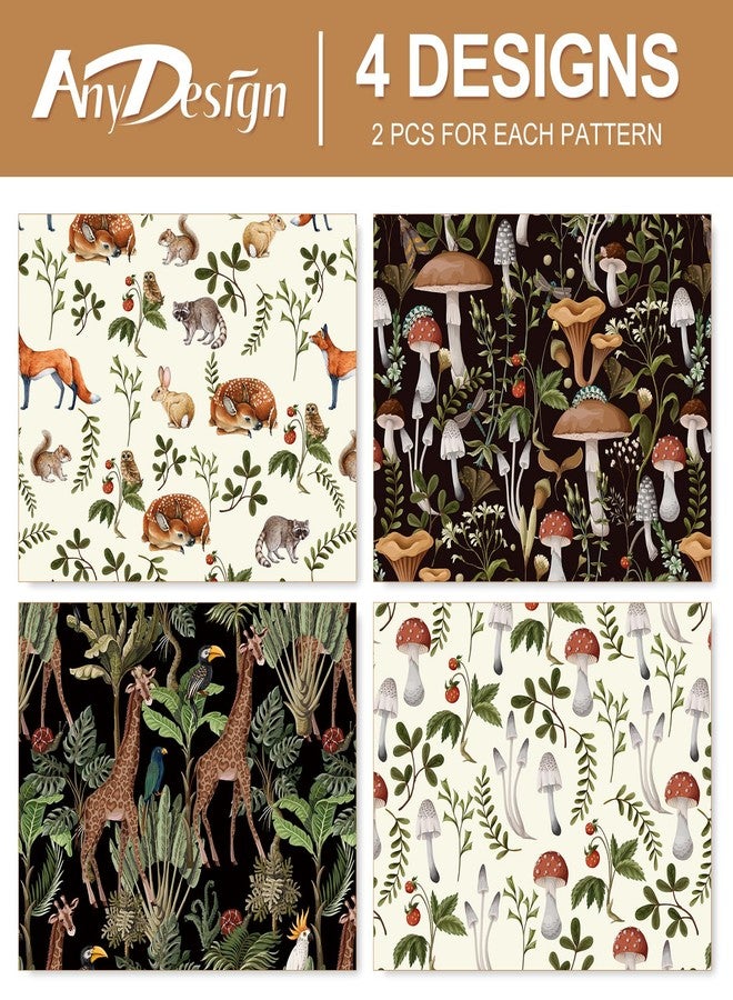 AnyDesign Wrapping Paper Black White Animal Mushroom Gift Wrap Paper Bulk Folded Flat Giraffe Fox Print Art Paper for Wedding Birthday DIY Crafts Gift Wrapping, 19.7 x 27.6 Inch,8 Sheet - Image 3
